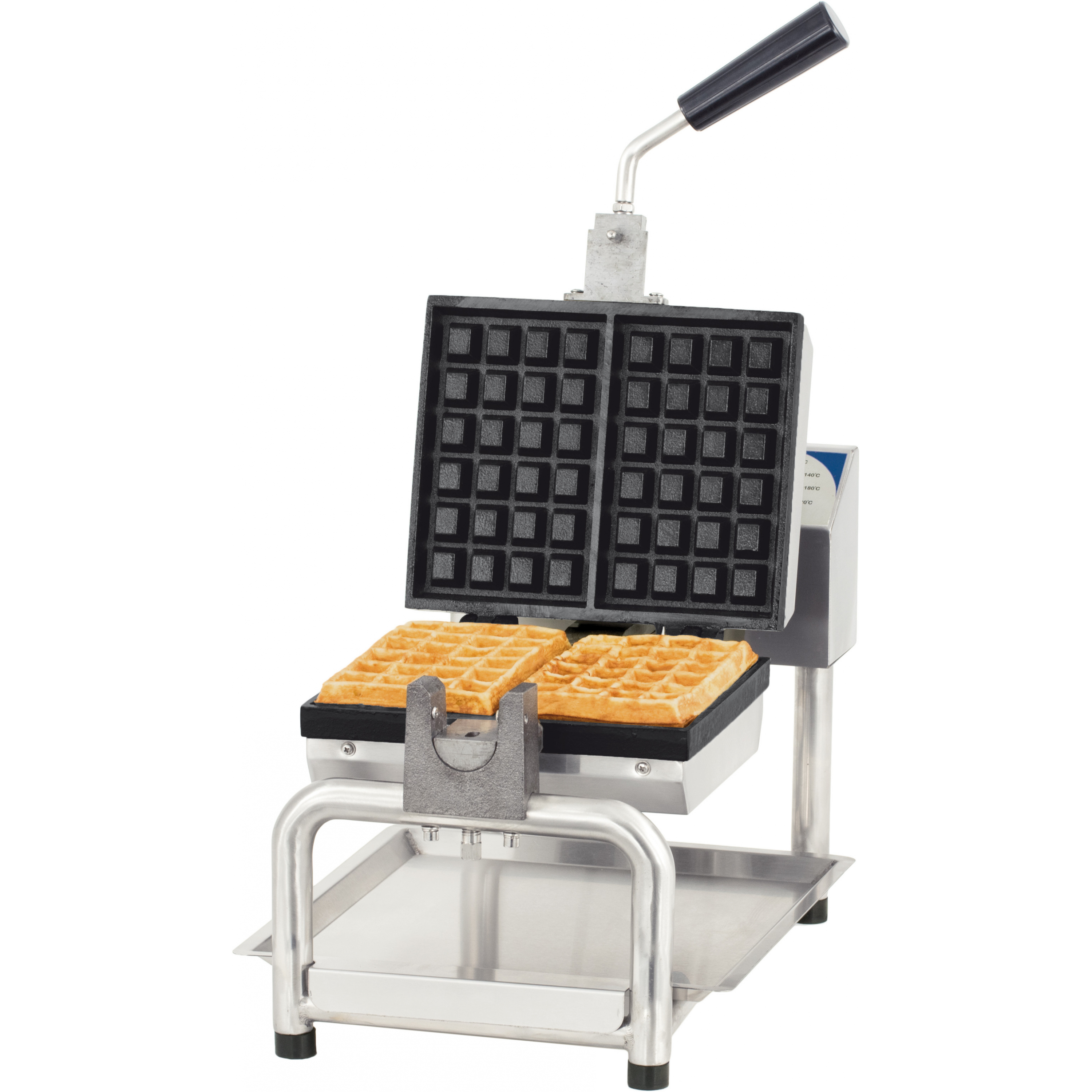 Piccola piastra per waffle girevole a 180°, Ø 17 cm, per waffle rotonde,  spesse, macchina per waffle e pancake, 1000 Watt, con forchetta per cialde