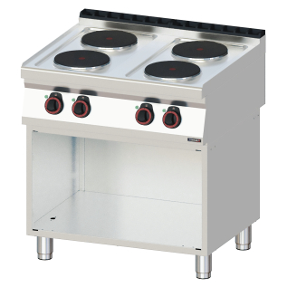 Electric cooker with open cabinet