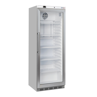 Upright glass door fridge